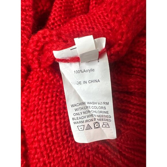 Misslook Womens Red V-Neck Knit Sweater Acrylic Long Sleeve Pullover Size M - Picture 6 of 8